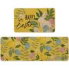 Artoid Mode Blue Eggs Rabbit Bunny Leaves Easter Kitchen Mats Set of 2, Home Seasonal Spring Easter Holiday Party Floor Mat – 17×29 and 17×47 Inch(Yellow)