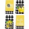 Artoid Mode Buffalo Plaid Lemon Home Truck Hello Summer Kitchen Towels Dish Towels, 18×26 Inch Seasonal Decoration Hand Towels Set of 4