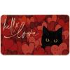 Artoid Mode Cat Hello Love Heart Valentines Doormat, Home Decor Low-Profile Switch Rug Door Mat for Indoor Outdoor 17×29 Inch