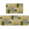 Artoid Mode Check Pattern Flowers Floral Spring Kitchen Mats Set of 2, Home Decor Low-Profile Kitchen Rugs for Floor – 17×29 and 17×47 Inch