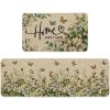 Artoid Mode Cotton Plant Leaf Butterfly Home Spring Kitchen Mats Set of 2, Home Decor Low-Profile Kitchen Rugs for Floor – 17×29 and 17×47 Inch