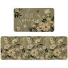 Artoid Mode Daisy Flowers Hello KM035 Spring Kitchen Mats Set of 2, Home Decor Low-Profile Kitchen Rugs for Floor – 17×29 and 17×47 Inch