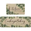 Artoid Mode Eucalyptus Leaves Mats Set of 2, Kitchen is The Heart of The Home Cooking with Love Baking with Heart Decorations for Home 17 x 29 and 17 x 47 Inch