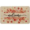 Artoid Mode Floral Love Heart Welcome Valentines Doormat,Home Decor Low-Profile Door Mat Switch Rug Floor Mat for Indoor Outdoor 17×29 Inch