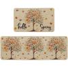 Artoid Mode Floral Tree Hello Spring Kitchen Mats Set of 2, Home Decor Low-Profile Kitchen Rugs for Floor – 17×29 and 17×47 Inch
