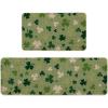 Artoid Mode Green Wood Shamrock St. Patrick’s Day Kitchen Mats Set of 2, Home Decor Low-Profile Kitchen Rugs for Floor – 17×29 and 17×47 Inch(Wood)