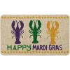Artoid Mode Happy Mardi Gras Lobster Welcome Decorative Doormat, Seasonal Low-Profile Rug Switch Mat for Indoor Outdoor 17×29 Inch(Beige)