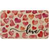 Artoid Mode Heart Love Valentine’s Day Doormat, Anniversary Wedding Home Decor Low-Profile Rug Switch Mat for Indoor Outdoor 17×29 Inch(Beige)