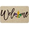 Artoid Mode Irises Welcome Mardi Gras Doormat, Carnival Seasonal Low-Profile Rug Switch Mat for Indoor Outdoor 17×29 Inch