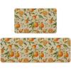 Artoid Mode Orange Spring Kitchen Mats Set of 2, Home Decor Low-Profile Kitchen Rugs for Floor – 17×29 and 17×47 Inch