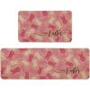 Artoid Mode Pink Bunny Happy Easter Kitchen Mats Set of 2, Home Seasonal Spring Easter Holiday Holiday Party Floor Mat – 17×29 and 17×47 Inch(Pink)