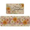 Artoid Mode Pink Daisy Flowers Hello Spring Kitchen Mats Set of 2, Home Decor Low-Profile Kitchen Rugs for Floor – 17×29 and 17×47 Inch