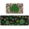Artoid Mode Shamrock Leaves Lucky Polka Dot St. Patrick’s Day Kitchen Mats Set of 2, Home Decor Low-Profile Kitchen Rugs for Floor – 17×29 and 17×47 Inch