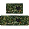 Artoid Mode Shamrock Lucky Black Cat St. Patrick’s Day Kitchen Mats Set of 2, Home Decor Low-Profile Kitchen Rugs for Floor – 17×29 and 17×47 Inch