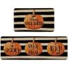 Artoid Mode Stripes Pumpkin Happy Halloween Kitchen Mats Set of 2, Spooky Trick or Treat Boo Holiday Party Low-Profile Floor Mat for Home Kitchen – 17×29 and 17×47 Inch