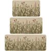 Artoid Mode Wildflower Spring Floral Kitchen Mats Set of 2, Flowers Summer Holiday Party Low-Profile Floor Mat for Home Kitchen – 17×29 and 17×47 Inch(Beige)