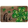 Artoid Mode Wood Hi Shamrock St. Patrick’s Day Doormat, Home Decor Low-Profile Switch Rug Door Mat Floor Mat for Indoor Outdoor 17×29 Inch