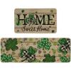 Artoid Mode Wood Shamrock Sweet Home St. Patrick’s Day Kitchen Mats Set of 2, Home Decor Low-Profile Kitchen Rugs for Floor – 17×29 and 17×47 Inch