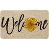 Artoid Mode Yellow Sunflower Welcome Summer Home Decor Low-Profile Switch Rug Door Mat for Indoor Outdoor 17×29 Inch(Beige)