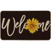 Artoid Mode Yellow Sunflower Welcome Summer Home Decor Low-Profile Switch Rug Door Mat for Indoor Outdoor 17×29 Inch(Black)