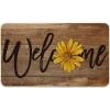 Artoid Mode Yellow Sunflower Welcome Summer Home Decor Low-Profile Switch Rug Door Mat for Indoor Outdoor 17×29 Inch(Brown)