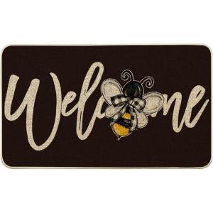 Artoid Mode Black Bee Welcome Summer Home Decor Low-Profile Switch Rug Door Mat for Indoor Outdoor 17×29 Inch(Black)