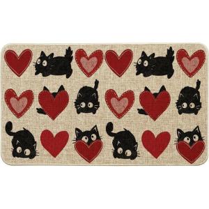 Artoid Mode Black Cat Love Heart Valentines Doormat,Home Decor Low-Profile Door Mat Switch Rug Floor Mat for Indoor Outdoor 17×29 Inch