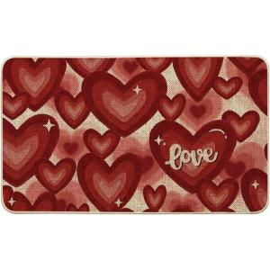 Artoid Mode Black Love Heart Valentines Doormat,Home Decor Low-Profile Door Mat Switch Rug Floor Mat for Indoor Outdoor 17×29 Inch
