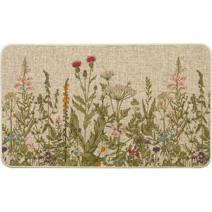 Artoid Mode Green Wildflower Spring Floral Summer Home Decor Low-Profile Switch Rug Door Mat for Indoor Outdoor 17×29 Inch(Beige)