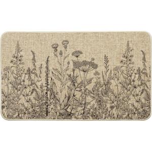 Artoid Mode Green Wildflower Spring Floral Summer Home Decor Low-Profile Switch Rug Door Mat for Indoor Outdoor 17×29 Inch(Black)