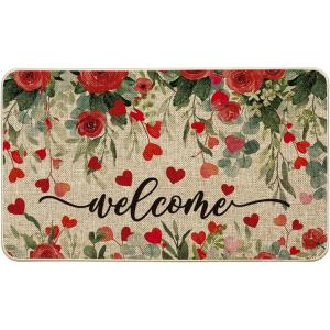 Artoid Mode Growing Rose Love Heart Valentines Doormat, Home Decor Low-Profile Switch Rug Door Mat for Indoor Outdoor 17×29 Inch