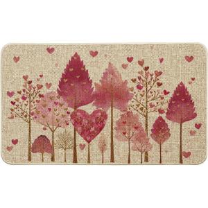 Artoid Mode Love Red Heart Tree Valentines Doormat,Home Decor Low-Profile Door Mat Switch Rug Floor Mat for Indoor Outdoor 17×29 Inch