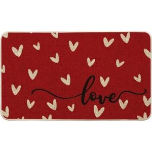 Artoid Mode Pink Love Valentine’s Doormat, Anniversary Wedding Home Decor Low-Profile Rug Switch Mat for Indoor Outdoor 17×29 Inch(Red)