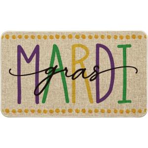 Artoid Mode Polka Dot Mardi Gras Doormat, Carnival Seasonal Low-Profile Rug Switch Mat for Indoor Outdoor 17×29 Inch(Beige)