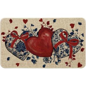 Artoid Mode Red Blue Heart Love Valentines Doormat,Home Decor Low-Profile Door Mat Switch Rug Floor Mat for Indoor Outdoor 17×29 Inch