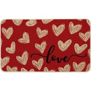 Artoid Mode Red Cute Love Heart Valentines Doormat,Home Decor Low-Profile Door Mat Switch Rug Floor Mat for Indoor Outdoor 17×29 Inch(Red)