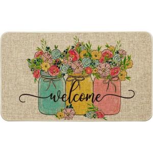 Artoid Mode Vase Hello Spring Doormat, Seasonal Summer Low-Profile Yard Floor Switch Mat for Indoor Outdoor 17 x 29 Inch