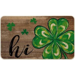 Artoid Mode Wood Hi Shamrock St. Patrick’s Day Doormat, Home Decor Low-Profile Switch Rug Door Mat Floor Mat for Indoor Outdoor 17×29 Inch
