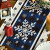 Artoid Mode Buffalo Plaid Snowflakes Christmas Table Runner, Seasonal Winter Kitchen Dining Table Decoration for Home Party Decor 13×72 Inch(Blue)