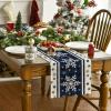 Artoid Mode Buffalo Plaid Snowflakes Christmas Table Runner, Seasonal Winter Kitchen Dining Table Decoration for Home Party Decor 13×72 Inch(Blue)