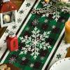 Artoid Mode Buffalo Plaid Snowflakes Christmas Table Runner, Seasonal Winter Kitchen Dining Table Decoration for Home Party Decor 13×72 Inch(Green)