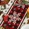 Artoid Mode Buffalo Plaid Snowflakes Christmas Table Runner, Seasonal Winter Kitchen Dining Table Decoration for Home Party Decor 13×72 Inch(Red)