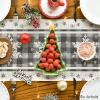 Artoid Mode Buffalo Plaid Snowflakes Christmas Table Runner, Seasonal Winter Kitchen Dining Table Decoration for Home Party Decor 13×72 Inch(Silver)