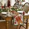Artoid Mode Gingerbread Candy Cane Christmas Table Runner, Seasonal Winter Kitchen Dining Table Decoration for Home Party Decor 13×72 Inch(Green)