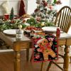 Artoid Mode Gingerbread Candy Cane Christmas Table Runner, Seasonal Winter Kitchen Dining Table Decoration for Home Party Decor 13×72 Inch(Red / Black)