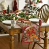 Artoid Mode Gingerbread Candy Cane Christmas Table Runner, Seasonal Winter Kitchen Dining Table Decoration for Home Party Decor 13×72 Inch(Red/Wood)