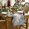 Artoid Mode Holly Pine Cone Christmas Table Runner, Seasonal Winter Kitchen Dining Table Decoration for Home Party Decor 13×72 Inch(Blue)
