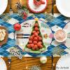Artoid Mode Pink Diamond Plaid Nutcracker Snowflake Christmas Table Runner, Seasonal Winter Kitchen Dining Table Decoration for Home Party Decor 13×72 Inch(Blue)