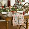 Artoid Mode Pink Diamond Plaid Nutcracker Snowflake Christmas Table Runner, Seasonal Winter Kitchen Dining Table Decoration for Home Party Decor 13×72 Inch(Pink)