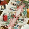 Artoid Mode Red Nutcracker Floral Holly Christmas Table Runner, Seasonal Winter Kitchen Dining Table Decoration for Home Party Decor 13×72 Inch(Pink)
